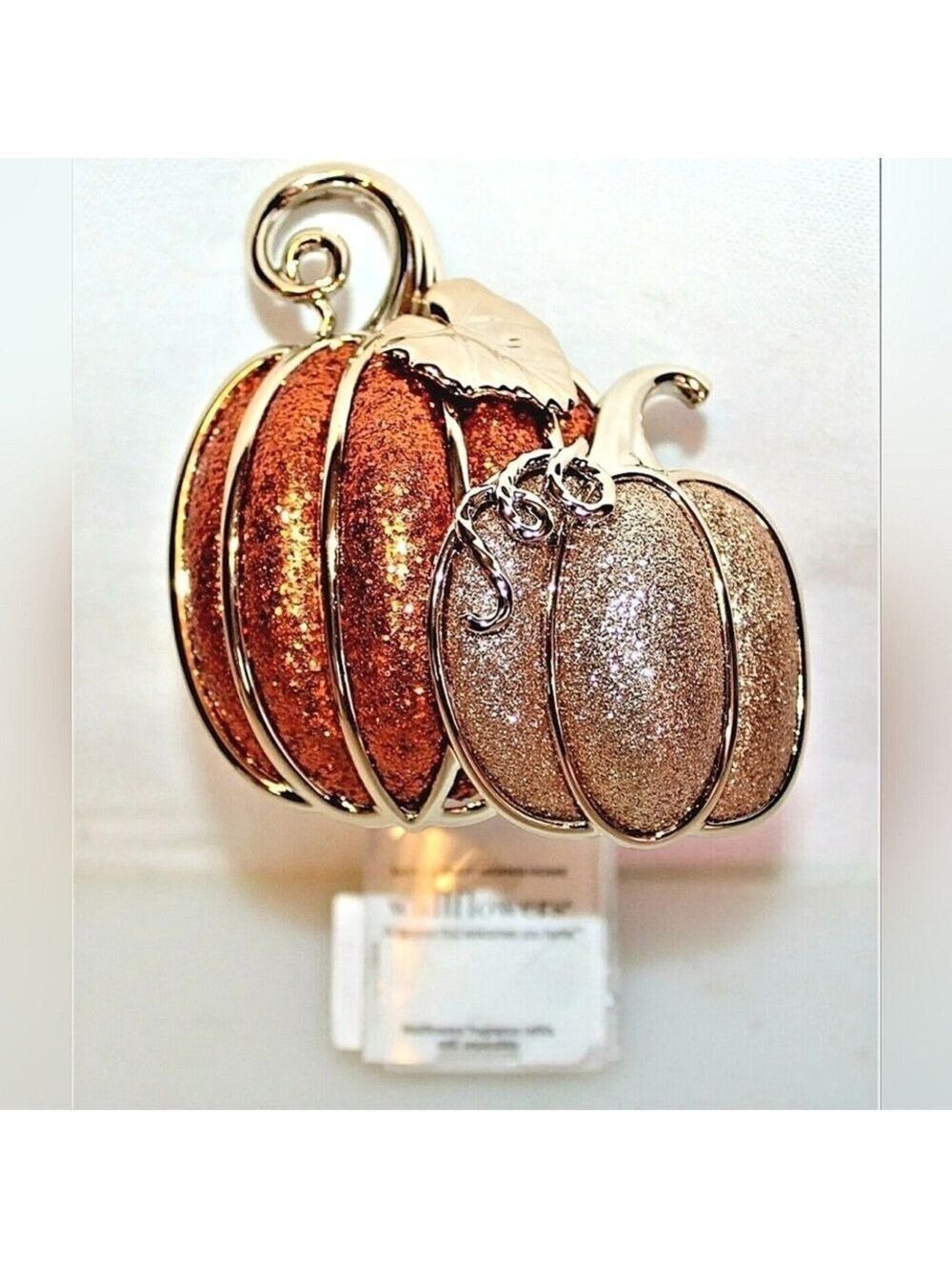 GLITTERY ORANGE GOLD PUMPKINS WALLFLOWER FRAGRANCE PLUG IN BY BBW